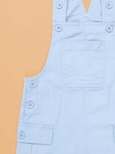 Image of KiddoPanti Unisex Denim Cargo Dungaree Shorts | 69.1% Cotton 29% Spun Poly 1.9% Spandex | Above Knee Length | Soft Breathable Summer Dungaree