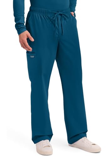 Image of Cherokee WW Professionals Scrubs for Men Tapered Leg Mens Cargo Scrub Pants | Comfortable Poplin Fabric, 2-Way Stretch, Zip Fly, Drawstring, Easy Care, For Active Shifts, Made for Nursing Professionals