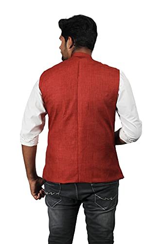 Image of PRAKASAM COTTON Men's Cotton Blend Nehru Jacket(Sleeveless wait coat)