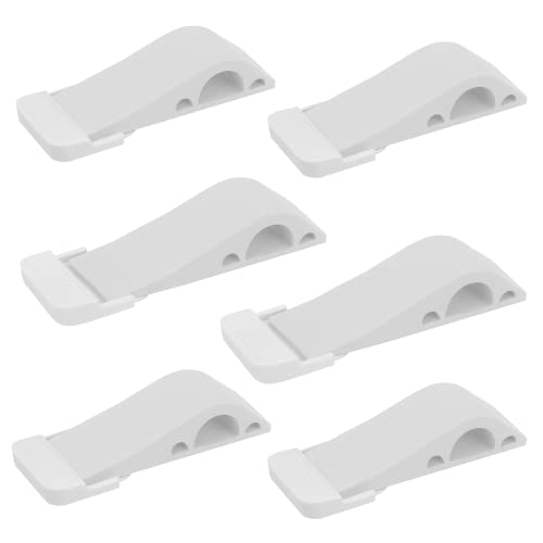 Wundermax Door Stoppers - Pack of 6 Rubber Door Wedge for Carpet, Hardwood, Concrete and Tile - Home Improvement Accessories - White