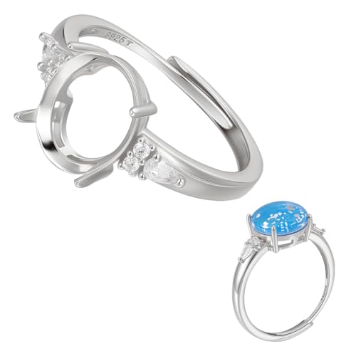 Bague réglable argent 925 pour adapter vos pierres ovales sans soudure