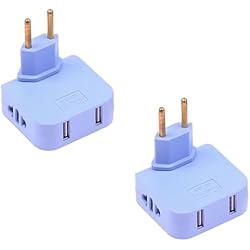 Lampara De Sal Ubicacion Adaptador de Enchufe de la UE, extensión Plegable, convertidor de Viaje, portátil, sincronización de Carga, Tomas eléctricas Ligeras (Blue with 2USB Charging Ports)