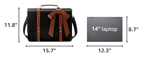 Image of ECOSUSI Women Briefcase PU Leather Laptop Bag Large Shoulder College Satchel Bagfit 15.6 inch Laptop