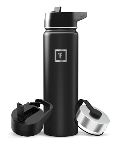 IRON °FLASK Camping & Hiking Hydration Flask with 3 Lids - Stainless Steel, Double Walled...