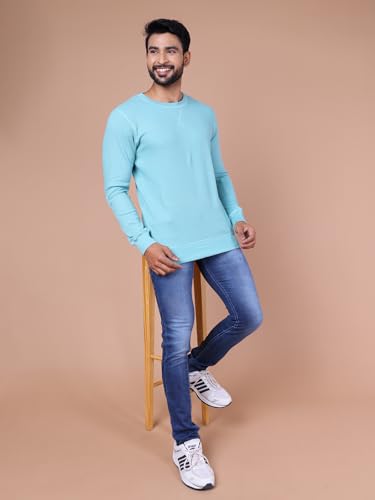 Image of Rupa Colors Waffle Texture Full Sleeves T-Shirt for Men, 100% Cotton with Breathable Fabric, Ribbed Crew Neck, Super Stretchable, Anti-Fungal Dye, Pack of 1