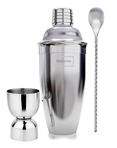 Marvino Premium Liqueur Drink Mocktail Cocktail Martini Mixing Shaker & Measure Jigger Glass with Big Mixer Spoon-image-22