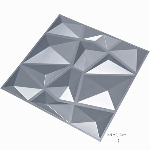 Art3d PVC Wandpaneele Strukturiertes 3D-Wanddesign Grauer Diamant 50x50cm – Ansicht 5
