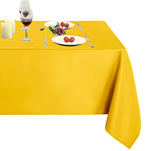 Image of Obstal 210GSM Rectangle Table Cloth, Yellow, 60 x 102 Inch | Heavy Duty Water Proof Microfiber Tablecloth, Decorative Fabric Table Cover for Outdoor and Indoor Use