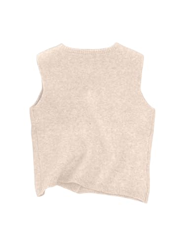 Image of RoseSeek Women's Button Down Sweater Vest Sleeveless Crewneck Knit Outerwear Old Money Knitwear