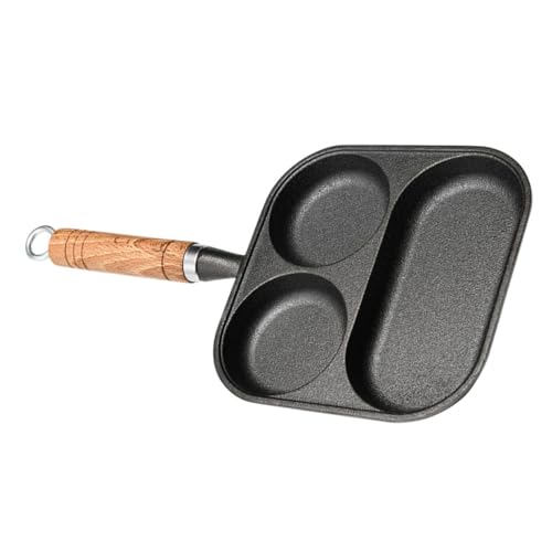 Zerodeko Sartén Antiadherente para Huevos Fritos con Compartimentos Mango Ergonómico Base Plana de Utensilio de Cocina Multifuncional para Tortillas y Panqueques