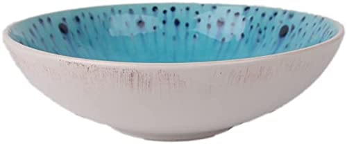 ERoomQ Pasta Bowls Soup Ramen Noodle Bowl Fruit Salad Pasta Bowl Creative Hand Painted Ice Cracked Bowl Mixing Serving Bowl 7.6 Inches Salad Bowls,