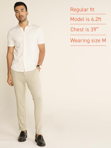 Image of DaMENSCH Men's Constant All-Degree Half Sleeve Regular fit Shirt, Pique Textured, Thermoregulating Cotton Blend, Recycled Fabric Shirts Stylish