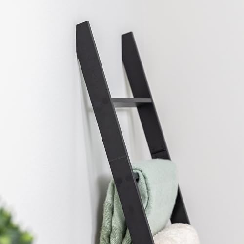 Image of Blanket Ladder for the Living Room and Bedroom, Quilt Rack, 4-Tier, Black