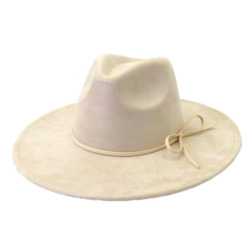 Image of Fedora Hats for Women Man with Big Wide Brim Classic Suede Panama Hat Western Outdoor hat