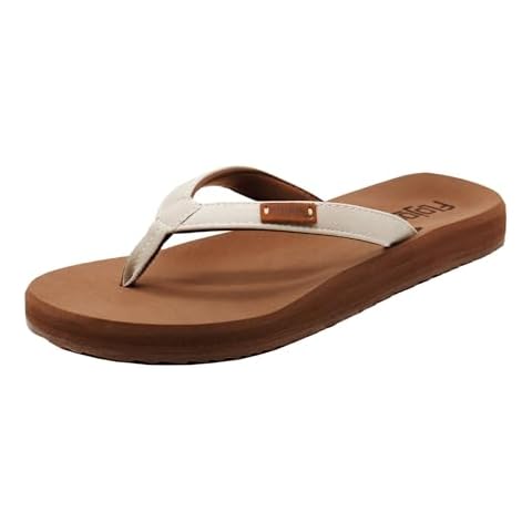 FLOJOS Women's Billie Flip-Flop, Off White/Brown, 9 Cover