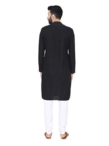 Image of Manyavar Men's Cotton Blend Chikankari Kurta Set (2pcs)