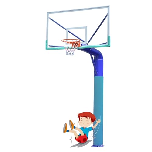Coussin d'entraînement de basket-ball absorbant chocs et poteaux bleu 200cm