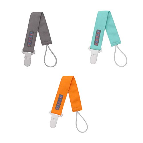 Karids Cadena Chupetes kit de 3 cadenas de chupetes cinta de chupetes unisex para bebes - cadenas de chupetes niño niña cintas de chupetes para niños, gris, naranja y turquesa, kit de 3 Cover