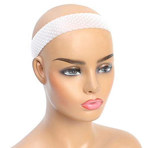 Silicone Wig Fix Transparent Wig Grip Non Slip Unisex Soft Drop-shaped Wigs Hair Bands Elastic Wig Band to Secure Wigs(White)