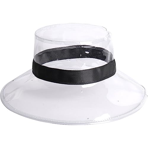 QQY Sombrero de Fiesta led, LED Transparente, Impermeable, Alero Ancho, Sombrero de Lluvia Transparente de PVC para Hombres y Mujeres (Blanco)