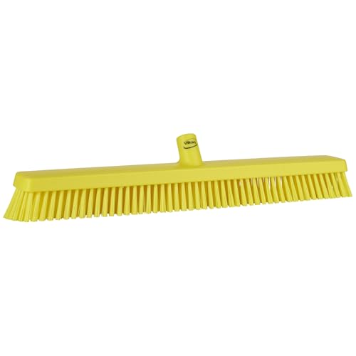 Vikan 31956 24 Heavy-Duty Push Broom, Soft/Stiff, Yellow