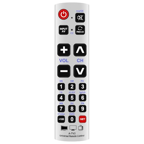Télécommande universelle TV A-TV2 URC-1234ALB à grands boutons haute lisibilité