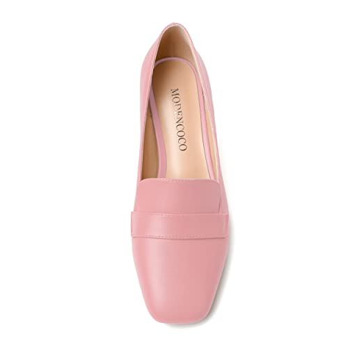 Image of MODENCOCO Womens Square Toe Slip On Comfortable Casual Matte Work Chunky Low Heel Loafers Shoes 2 Inch