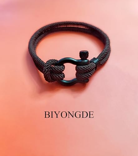 Nautical Sailor Rope Wrap Bracelet Wristband Bangle Steel Screw Marine Anchor Shackles, Two-row4