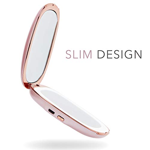 Fancii Compact Makeup Mirror with Natural LED Lights, 1x/ 10x