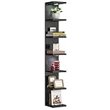 Fixwal 7 Tier Wall Shelves Floating Shelves with LED Lights Black Lack Wall Shelf Unit Vanity Floating Shelf Home Decor Organizer Tall Tower Design Utility Shelf