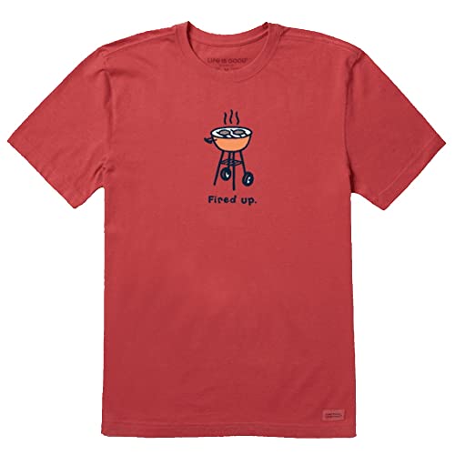 T-shirt Life is Good Men's Crusher Fired Up Grill en coton prélavé anti-retrait 2XL