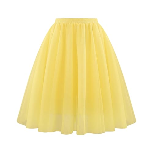 Genérico Tutu Mujer ; Disfraces Carnaval - Falda Tul Mujer, Disfraz Carnaval Disfraz Princesa, Faldas Steampunk Slim Fit Tutus Exquisito - Faldas Fiesta Glamour Amarillo M