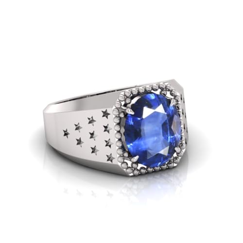 Bague saphir bleu naturel véritable plaqué argent pour éviter les verres ternes - 3