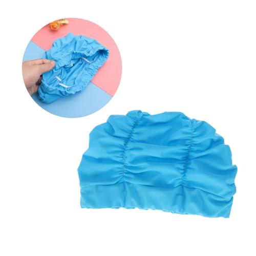 FOYTOKI 百褶レディーススイムキャップ 耳保護 防水 軽量 長髪対応 プリーツデザイン スポーツジムプール用 水泳帽