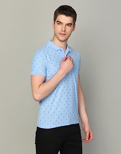 Image of INKKR Men's Printed Polo Neck Half Sleeve Multicolor T-Shirt