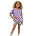 Girls Cotton Linen Shirts Roll Up Short Sleeve Tops Oversized Crewneck T Shirt Teen Casual (Light Violet-E, 5-6 Years)