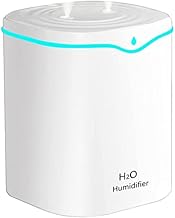 Umidificador Cool Mist para o quarto, umidificador ultrassônico ultrassônico 2L, umidificador de enchimento superior, umidificadores de mesa alimentados por USB com 2 modos de névoa e luz de 7 cores, desligamento automático, umidificação de 12h