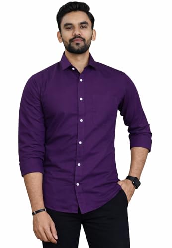 Image of Men Cotton Blend Full Sleeve Shirt for Man | Casual Business Party Festival Regular Fit, Long Sleeve with Chest Pocke | Formal Shirt for Men