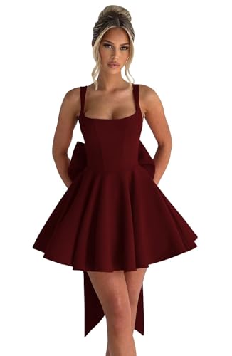 Satin Homecoming Dresses with Bow 2025 HOCO Dresses Short Prom Formal Cocktail Gowns