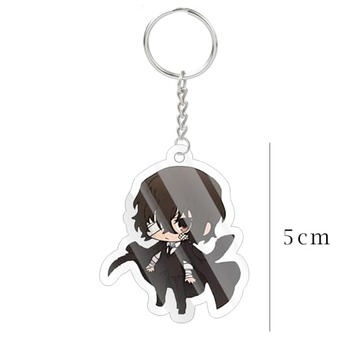 Image of Careflection Bungou Stray Dogs Keychain, Cartoon Anime Acrylic Collectible Key Ring Novelty Pendant Accessory for Anime Fans