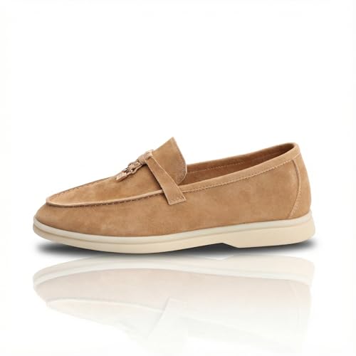 Image of Women's Summer Charms Suede Loafers - Premium Sheepskin Unlined Upper,Classic or Styles with Metal Detail for Casual, Office, Travel & All Day Wear