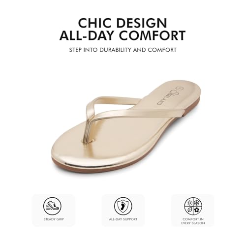 Image of Shoe Land Thong Flip Flops for Women, Memory Foam Flat Sandals, Lightweight Summer Slides, Non Slip Comfort Sandals for Beach, Travel and Everyday Wear
