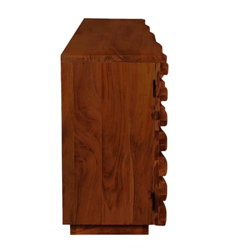 Image of The Attic Artic Sideboard, Multipurpose Cabinet for Kitchen and Living Room Storage, Crockery Storage, Solid Acacia Wood, Honey Matte Finish