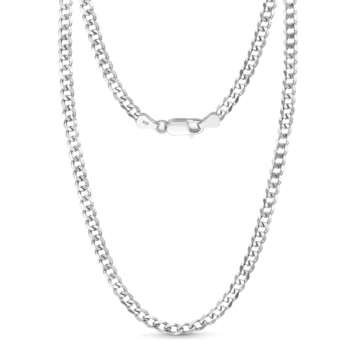 Image of TRUESILVER ACPL Solid 925 Sterling Silver Italian 3.5mm, 6.5mm Diamond-Cut Cuban Link Curb Chain Necklace for Men Women (16, 18, 20, 22, 24, 26 Inches)