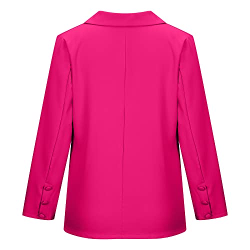 Women's Casual Blazers Long Sleeve Lapel Button Open Front Cardigan Slim Loose Business Work Office Blazer Jackets Hot Pink #TOP6