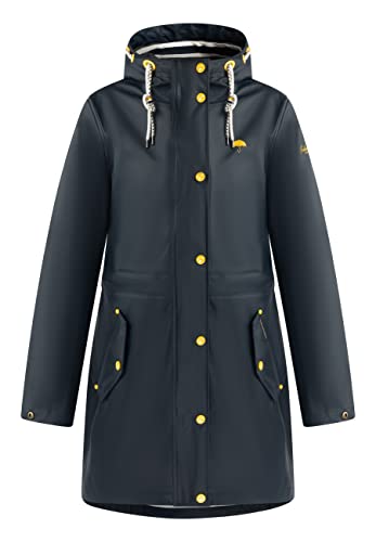 Schmuddelwedda Damen Regenmantel, Marine Dunkelgrau Melange, M
