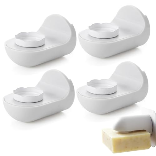Pasdrucn 4 Pcs Porte Savon Aimanté, Porte Savon Muraldouche sans Perçage, Aimant Savon Solide, Porte Savon Salle De Bain, Porte Savon Magnetique, Support Savon Douche, Porte Savon Mural sans Percage