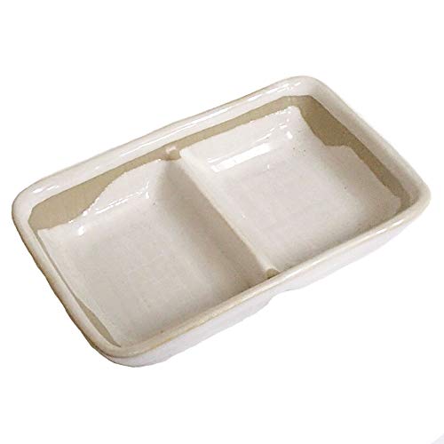 仕切り皿 二品薬味皿 粉引ライン 和食器 23b322-46