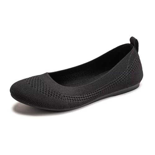Image of Frank Mully Women's Ballet Flat Shoes Knit Dress Shoes Round Toe Slip On Ballerina Flats for Woman Low Wedge Comfort Soft