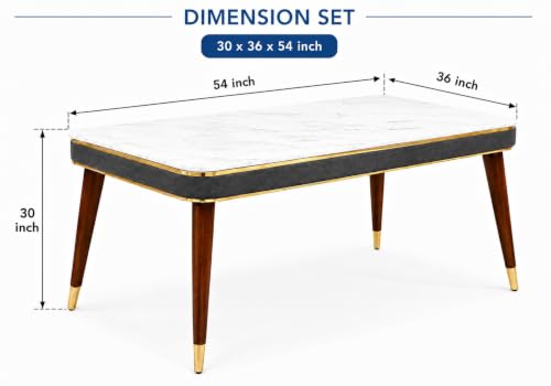 Image of WOODEN SPACE 4 Seater Wooden Dining Table Set | Urban Marble Top Dining Table with Chairs for Dining Room & Kitchen (Modern Frontline Dark Grey) (54 x 36 x 30 inch)